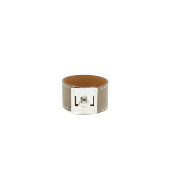 Hermes Size T3 Kelly Dog Bracelet Epsom Etoupe SHW Stamp C
