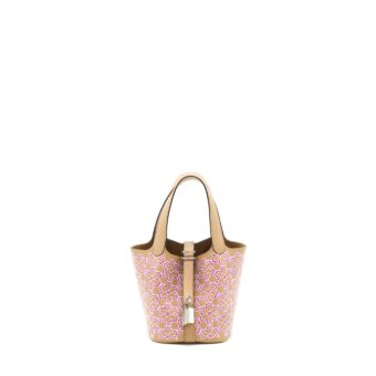 Hermes Micro Lucky Daisy Picotin 14 Swift Chai/Rose/Blanc SHW Stamp U