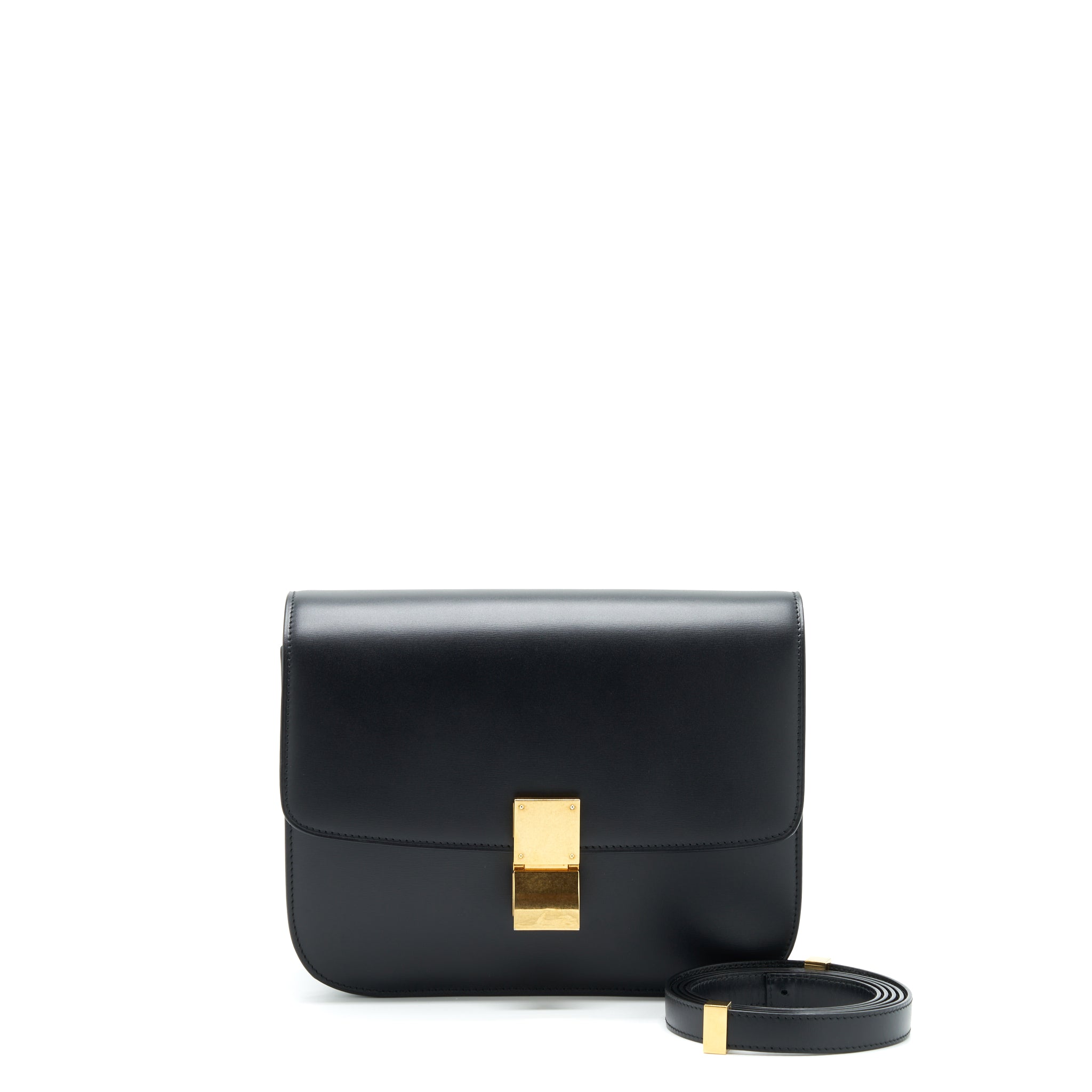 Celine Medium Box Calfskin Box Black GHW