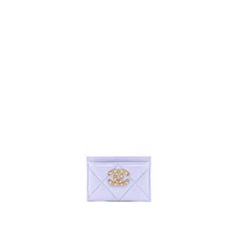 Chanel 19 Card Holder Lambskin Light Purple GHW