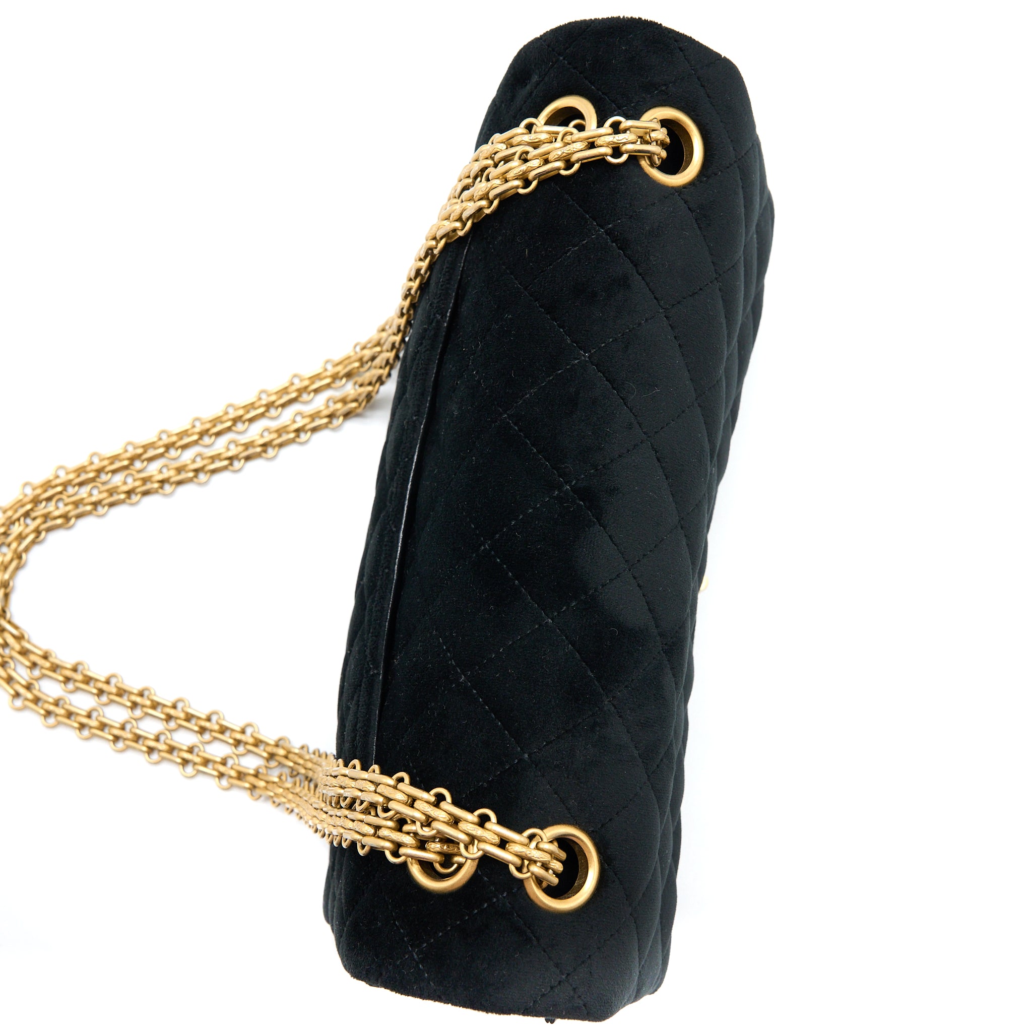 Chanel Small 2.55 Reissue Flap Bag Velvet Black GHW - Image 9