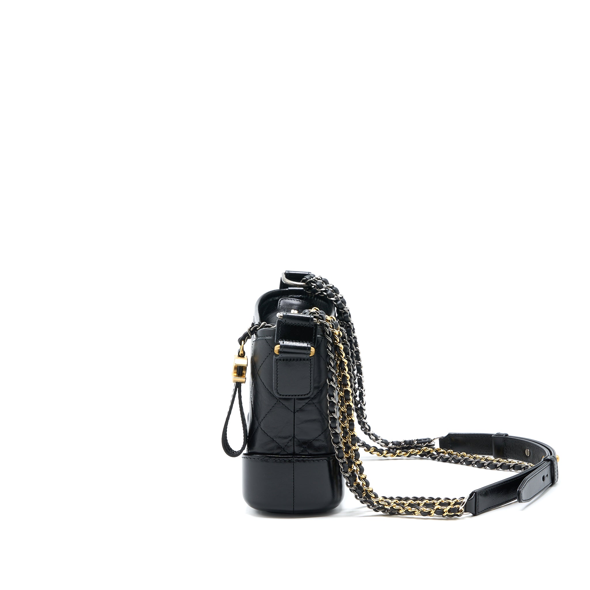 Chanel Small Gabrielle Bag Aged Calfskin Black Multicolour Hardware (Microchip) - Image 3