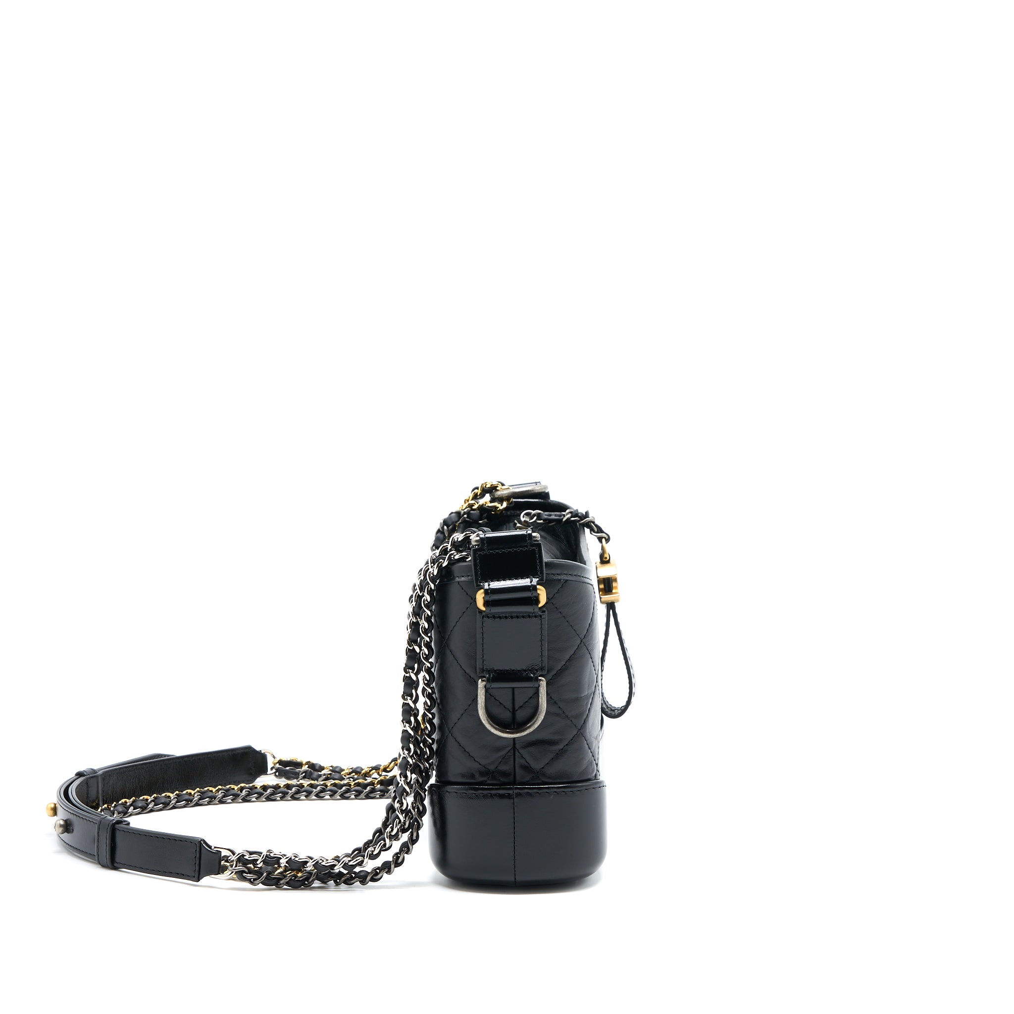 Chanel Small Gabrielle Bag Aged Calfskin Black Multicolour Hardware (Microchip) - Image 4