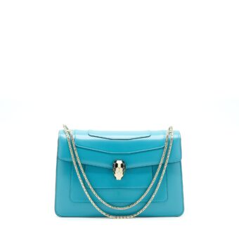 Bvlgari Serpenti Forever Shoulder Bag Calfskin Blue SHW