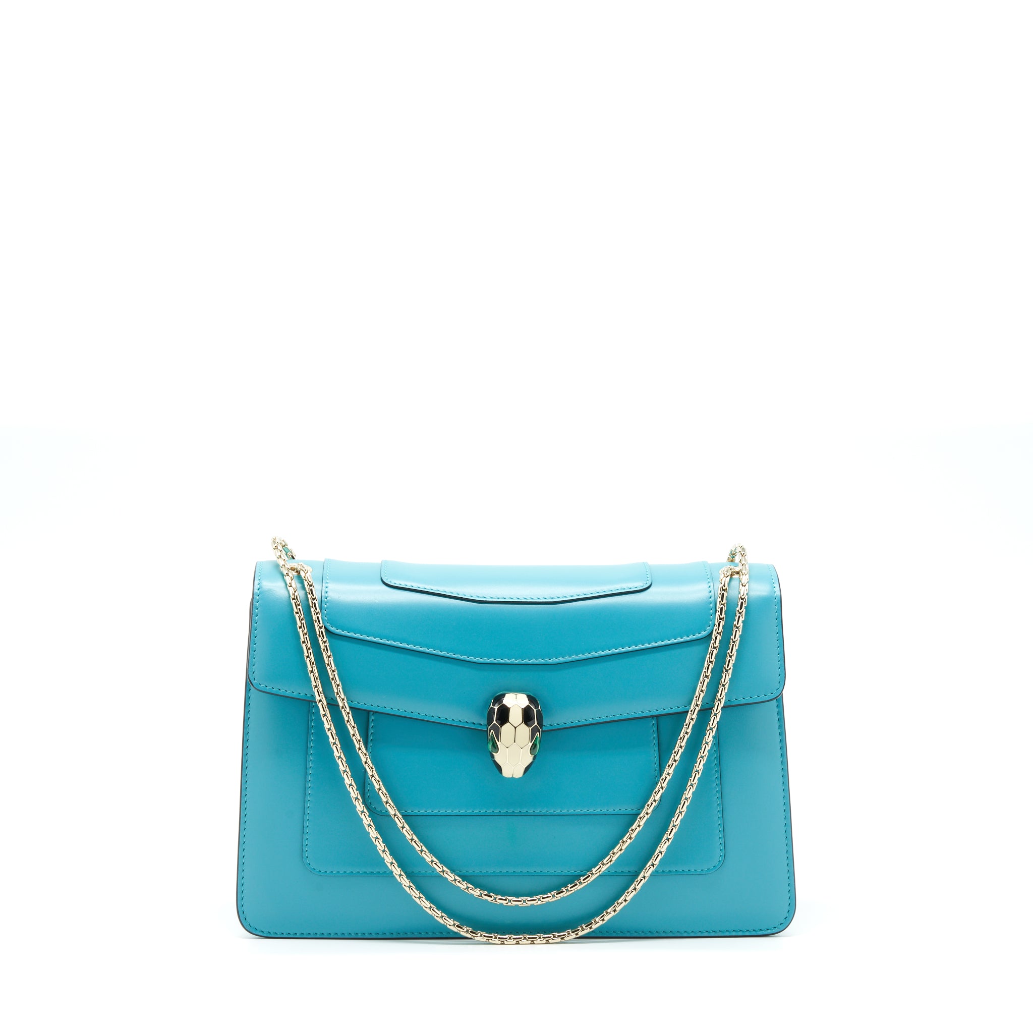 Bvlgari Serpenti Forever Shoulder Bag Calfskin Blue SHW