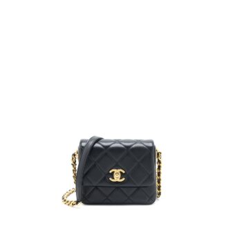 Chanel 21B Seasonal Quilted Square Flap Bag Lambskin Black Brushed GHW (Microchip)