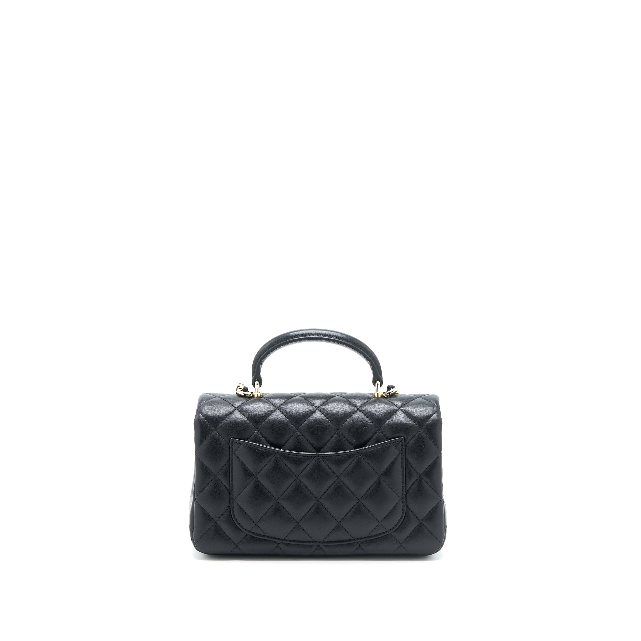 Chanel Top Handle Mini Rectangular Flap Bag Lambskin Black LGHW (Microchip) - Image 2