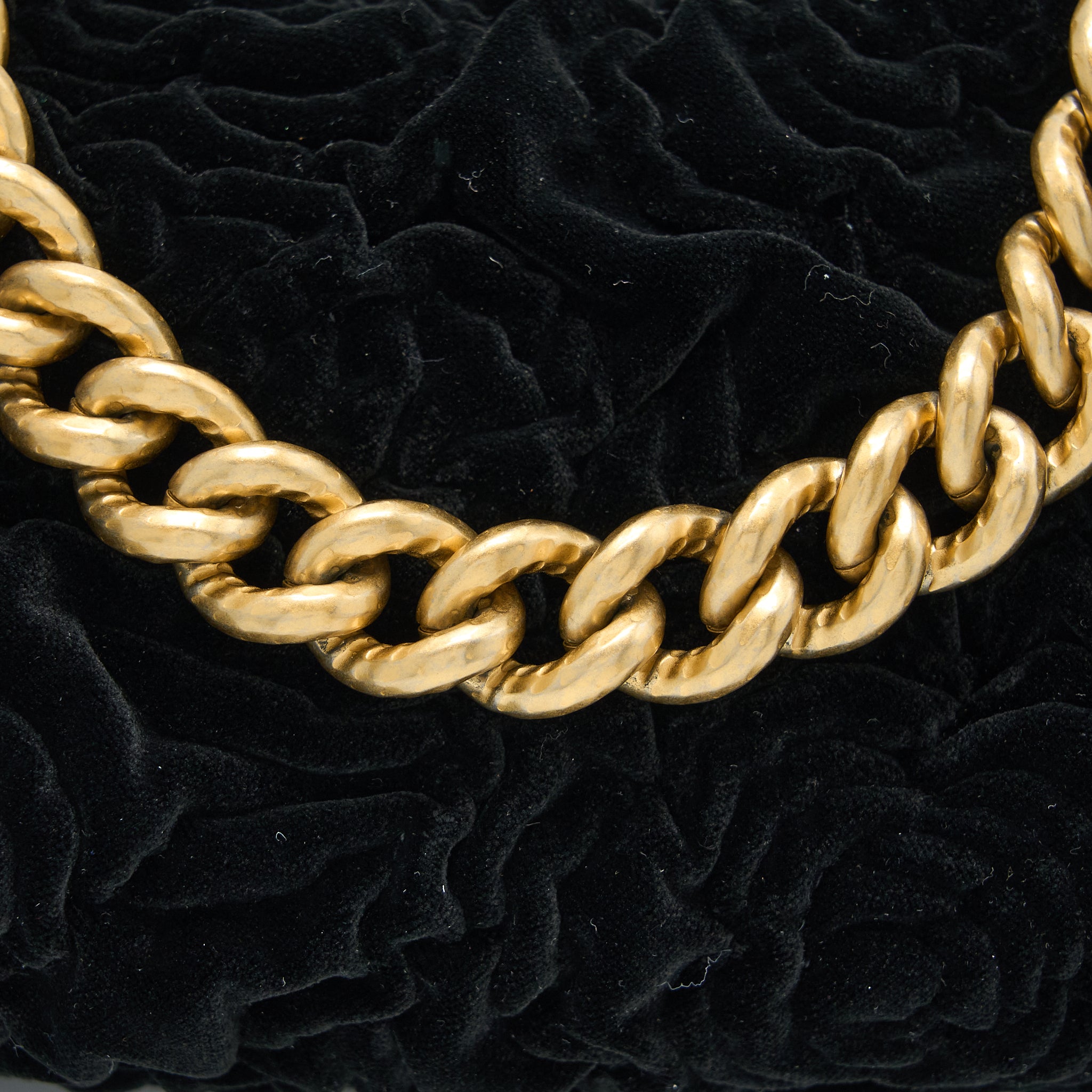 Chanel Mini Boston Bag with Chain Camellia Velvet Black GHW (Microchip) - Image 10