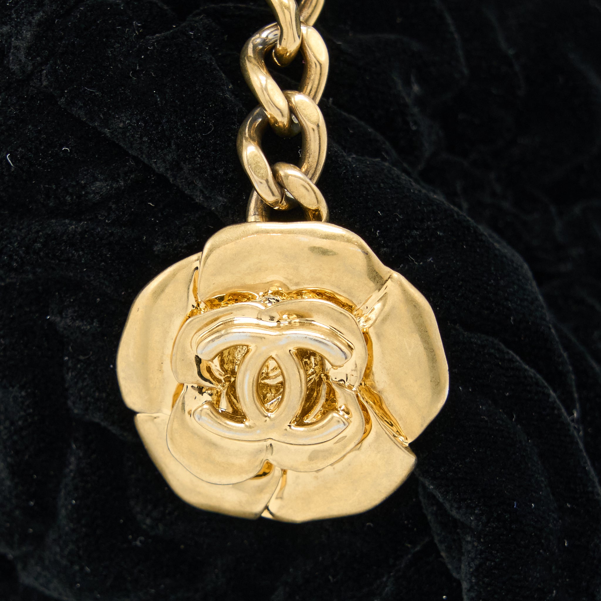 Chanel Mini Boston Bag with Chain Camellia Velvet Black GHW (Microchip) - Image 8