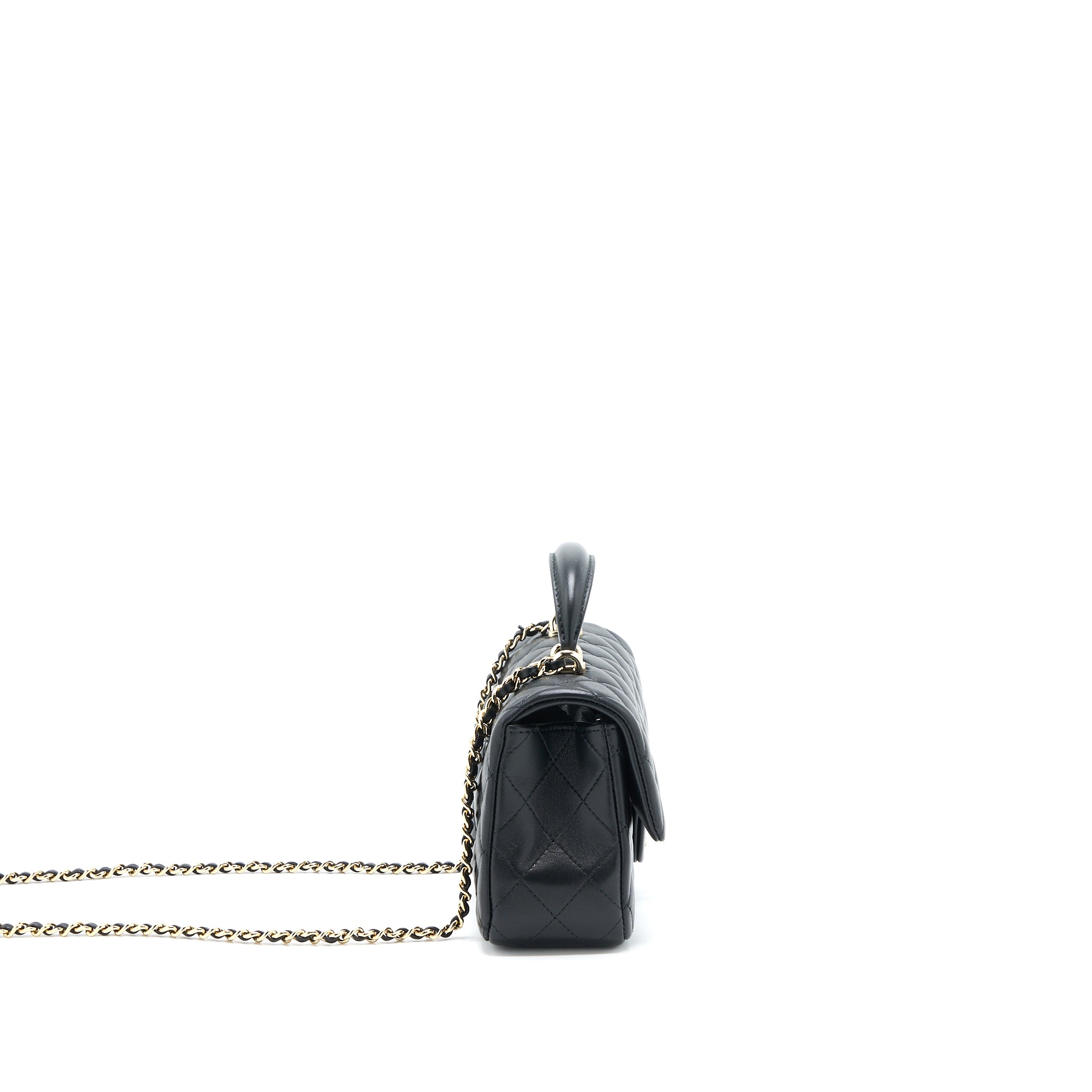 Chanel Top Handle Mini Rectangular Flap Bag Lambskin Black LGHW (Microchip) - Image 4