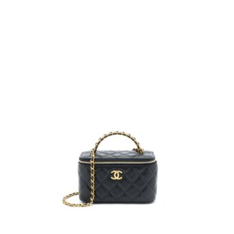 Chanel Top Twist Chain Handle Long Vanity with Chain Lambskin Black Brushed GHW (Microchip)