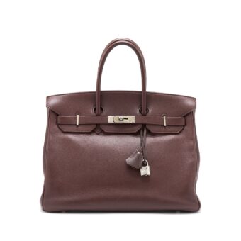 Hermes Birkin 35 Evergrain Bordeaux SHW Stamp Square K