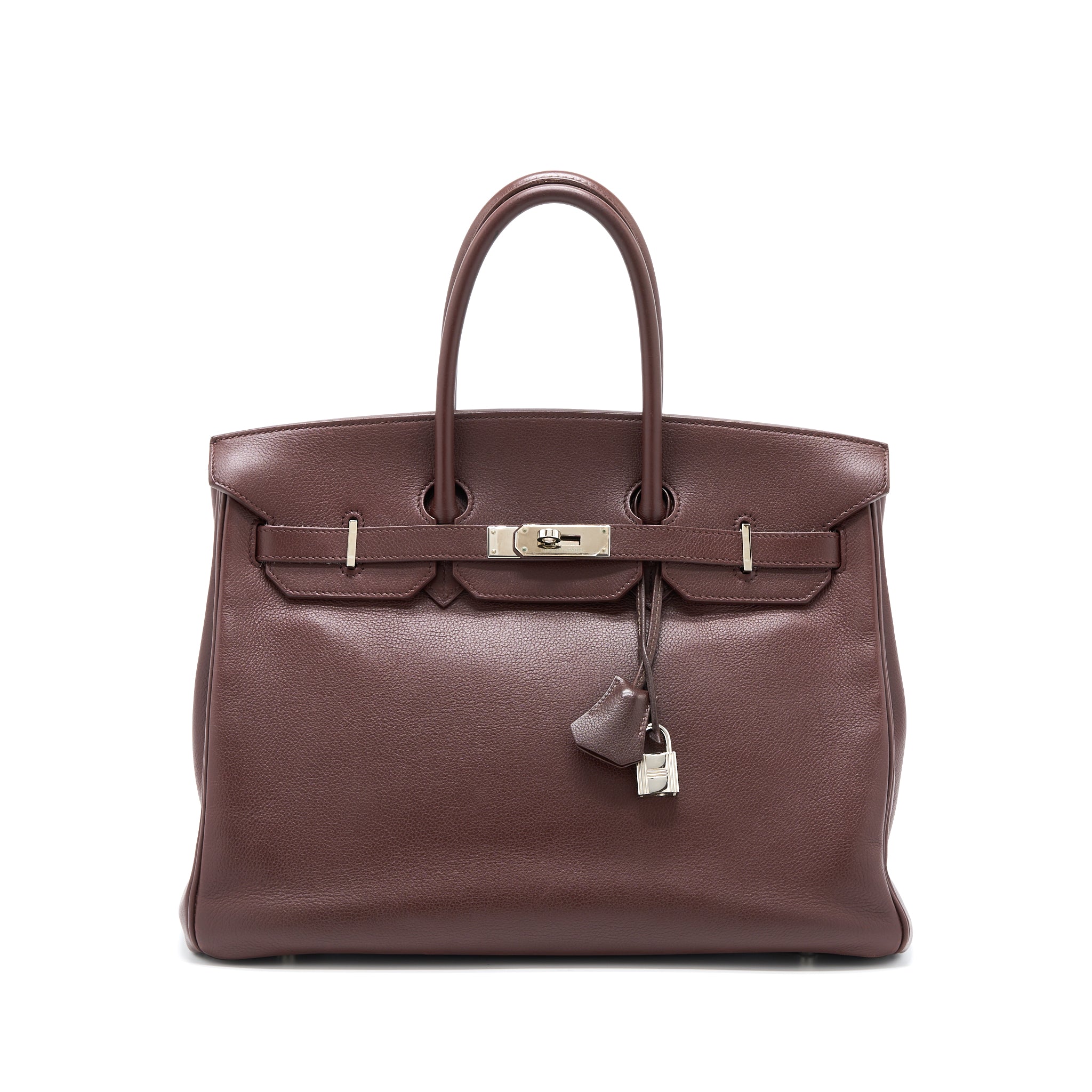 Hermes Birkin 35 Evergrain Bordeaux SHW Stamp Square K