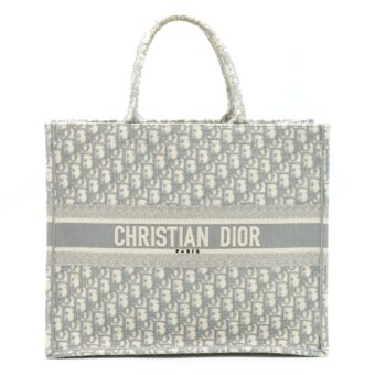 Dior Large Dior Book Tote Grey Oblique Embroidery