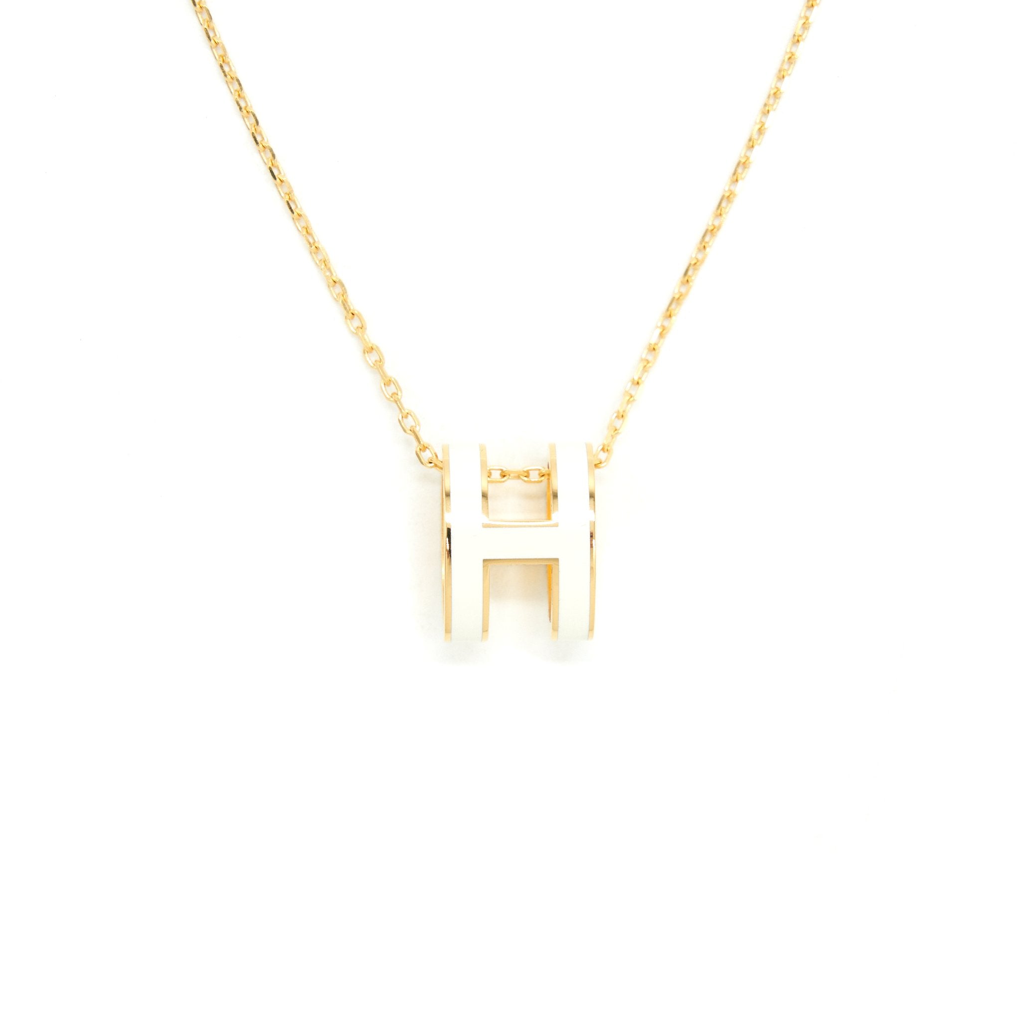 Hermes Pop H Pendant Blanc With GHW
