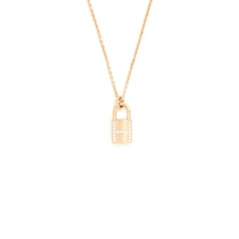 Hermes Amulettes Cadenas Pendant Rose Gold with Diamonds