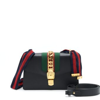 Gucci Small Sylvie Shoulder Bag Black GHW