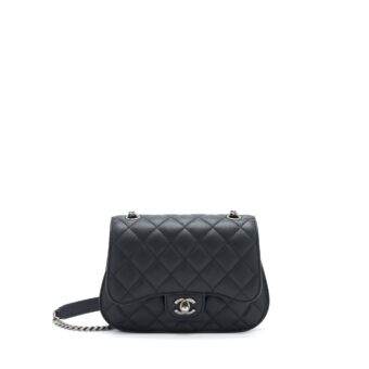 Chanel Quilted Flap Crossbody Bag Black Ruthenium Hardware