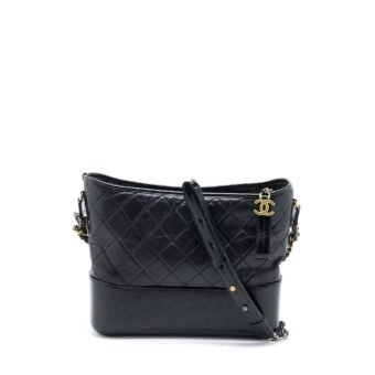 Chanel Large Gabrielle Hobo Bag Aged Calfskin Black Multicolour Hardware
