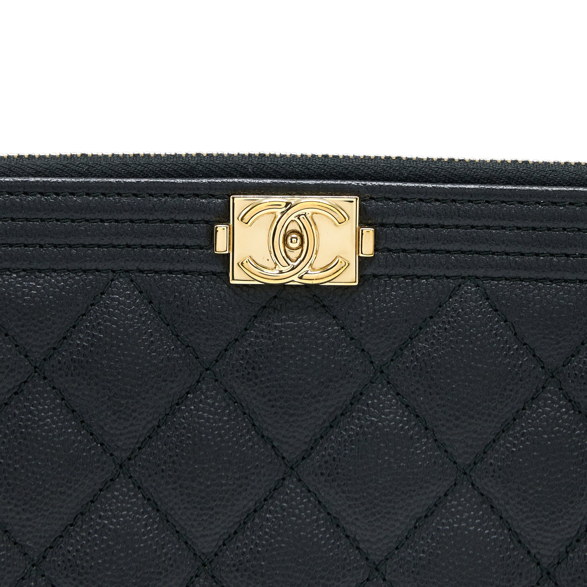 Chanel Boy Clutch Caviar Black GHW - Image 4