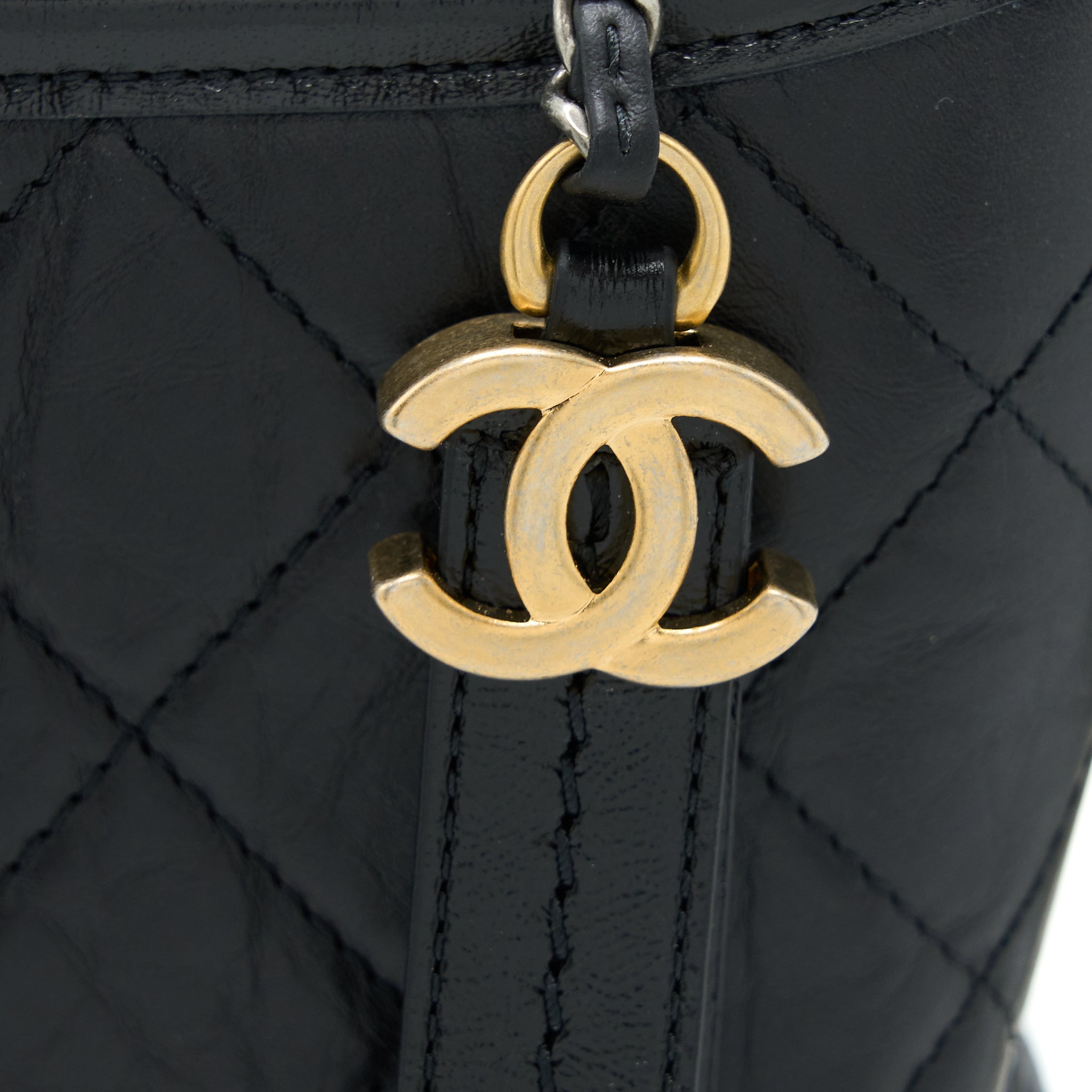 Chanel Small Gabrielle Bag Aged Calfskin Black Multicolour Hardware (Microchip) - Image 7