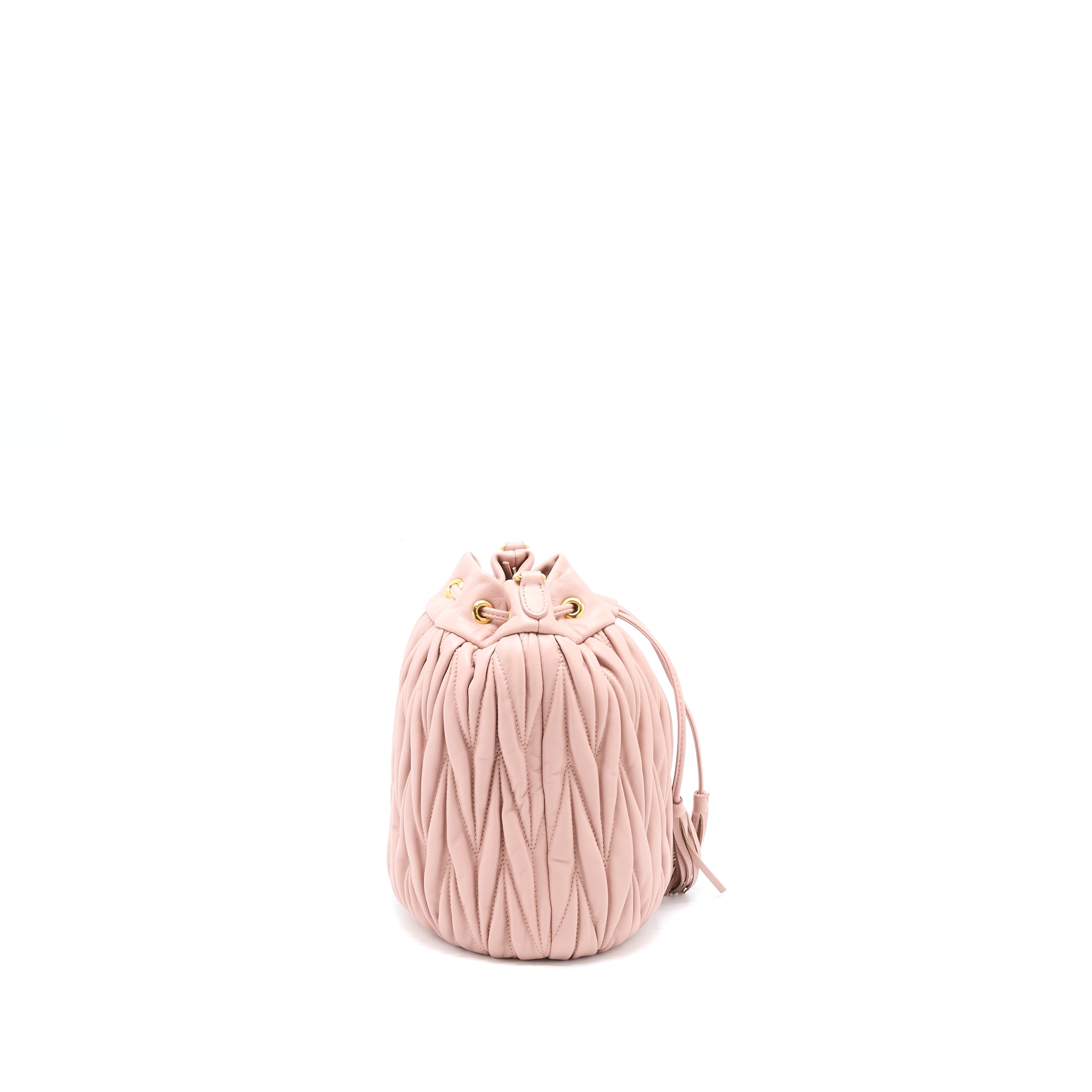 Miumiu Secchiello Matelasse Crossbody Bag Nappa Lambskin Pink GHW - Image 3