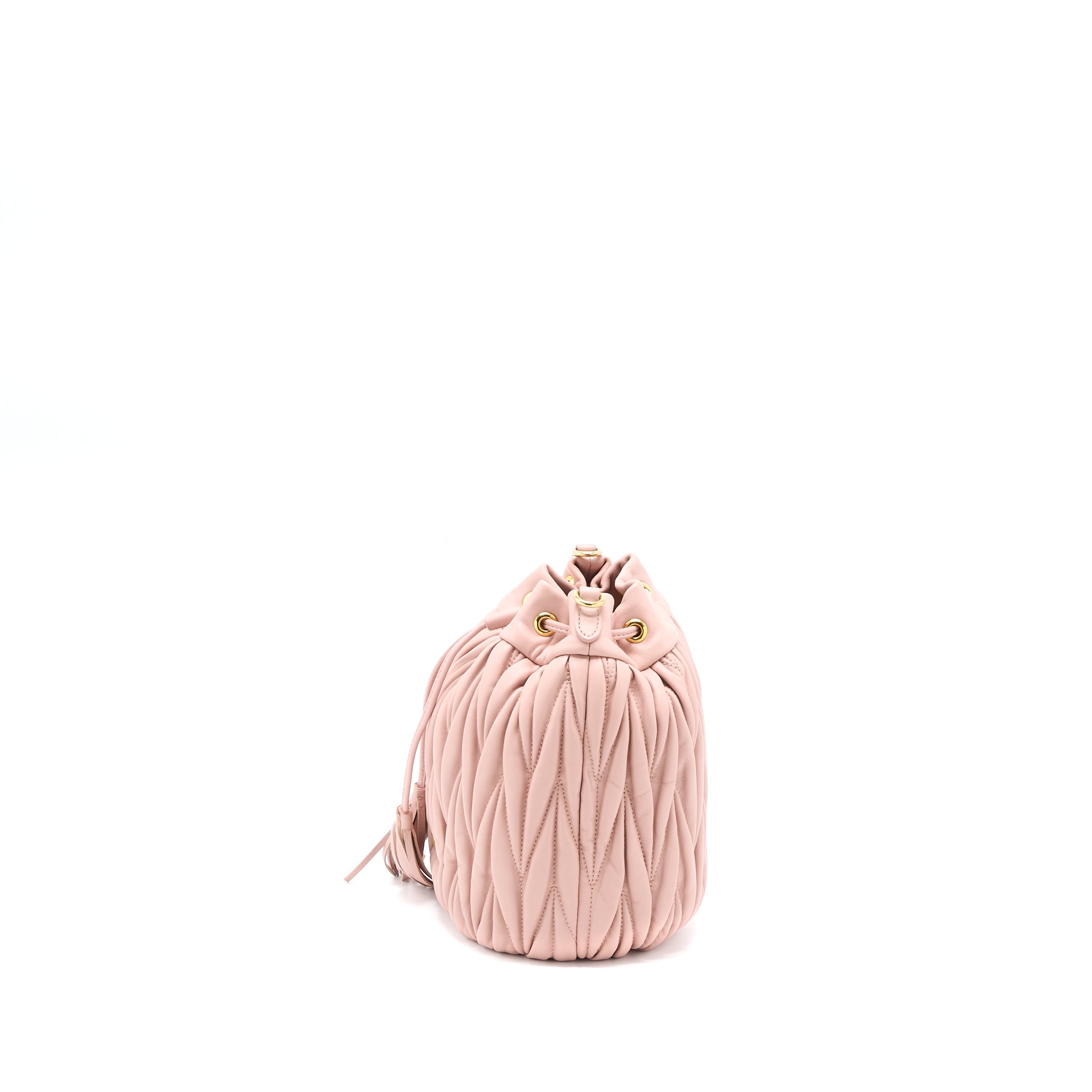Miumiu Secchiello Matelasse Crossbody Bag Nappa Lambskin Pink GHW - Image 4
