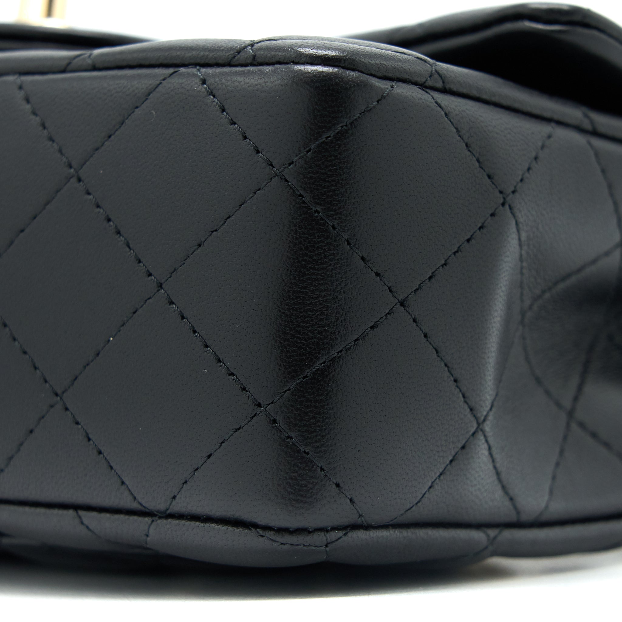 Chanel Top Handle Mini Rectangular Flap Bag Lambskin Black LGHW (Microchip) - Image 10