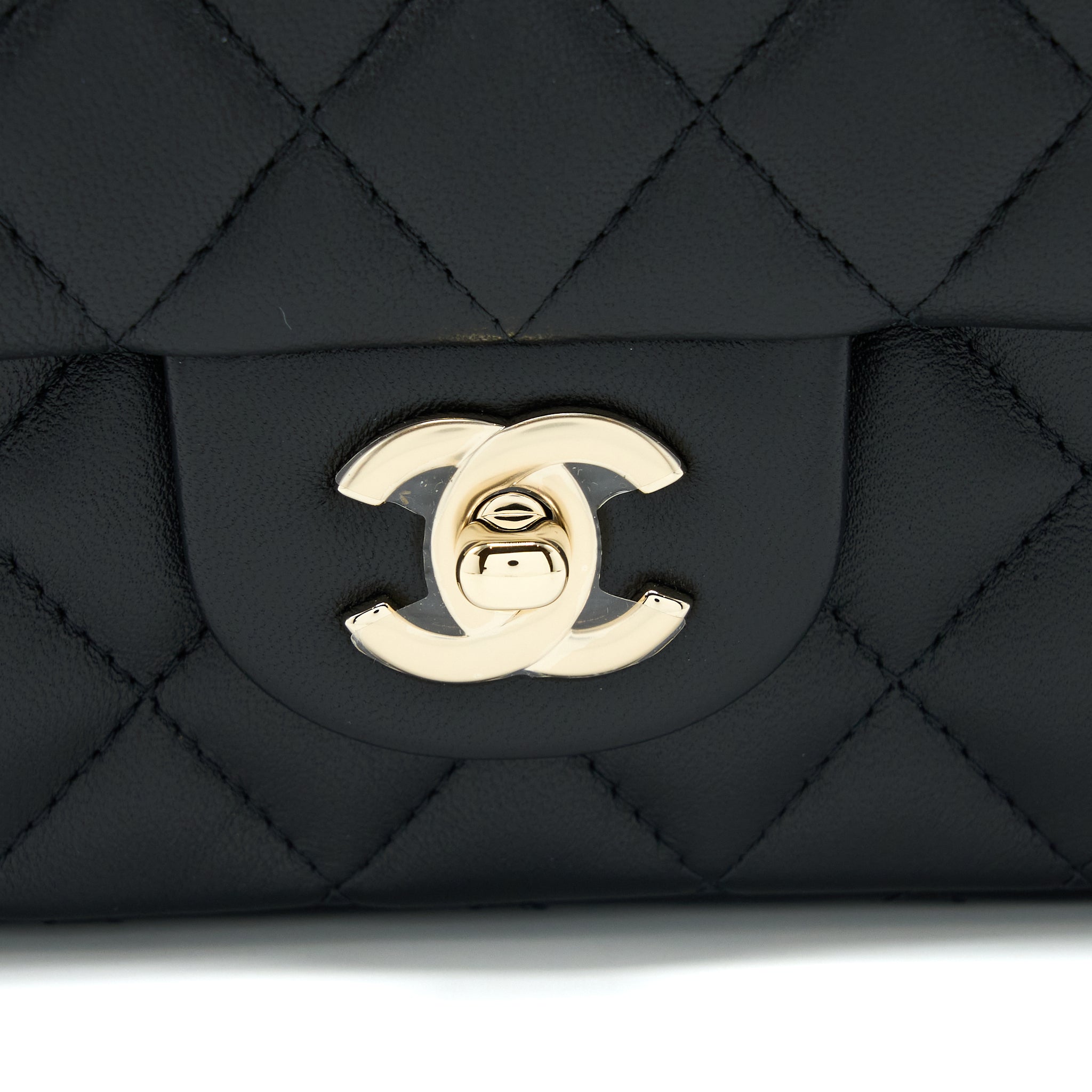 Chanel Top Handle Mini Rectangular Flap Bag Lambskin Black LGHW (Microchip) - Image 7