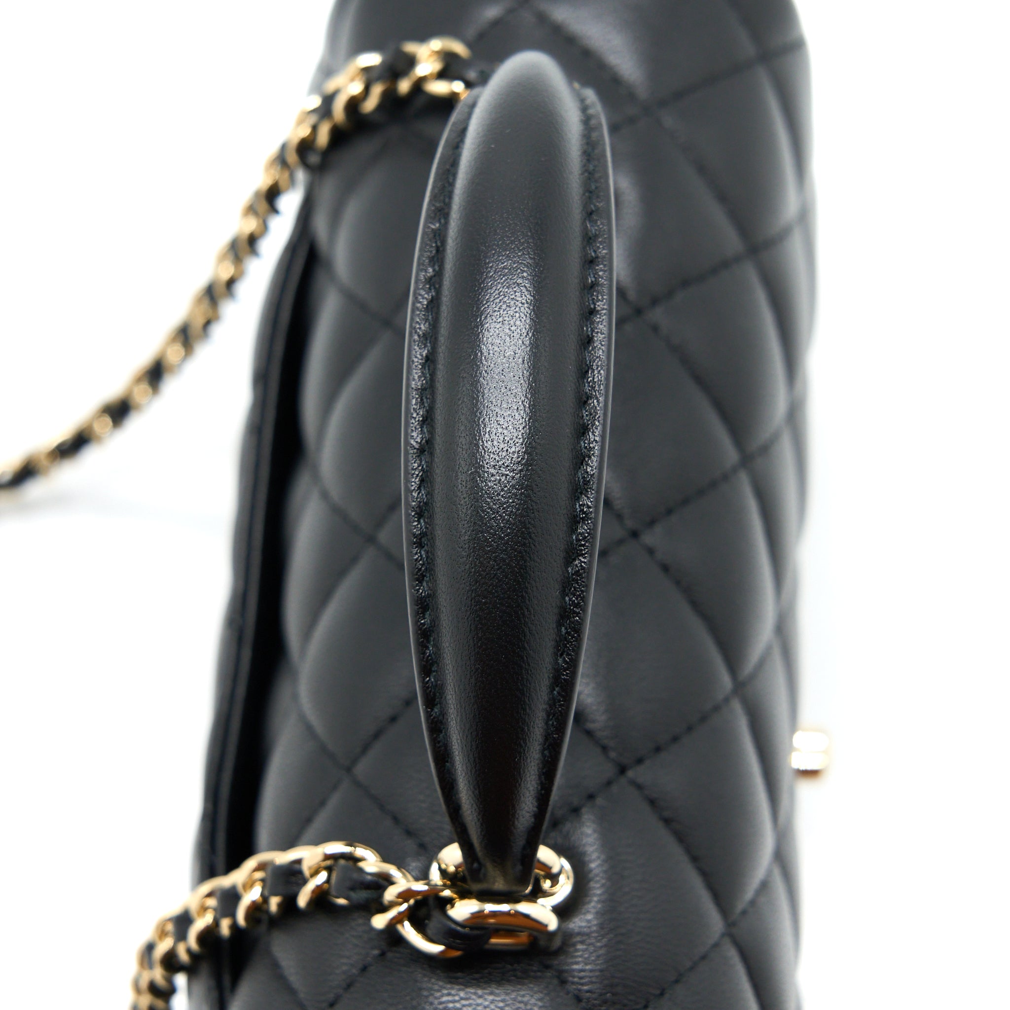 Chanel Top Handle Mini Rectangular Flap Bag Lambskin Black LGHW (Microchip) - Image 9