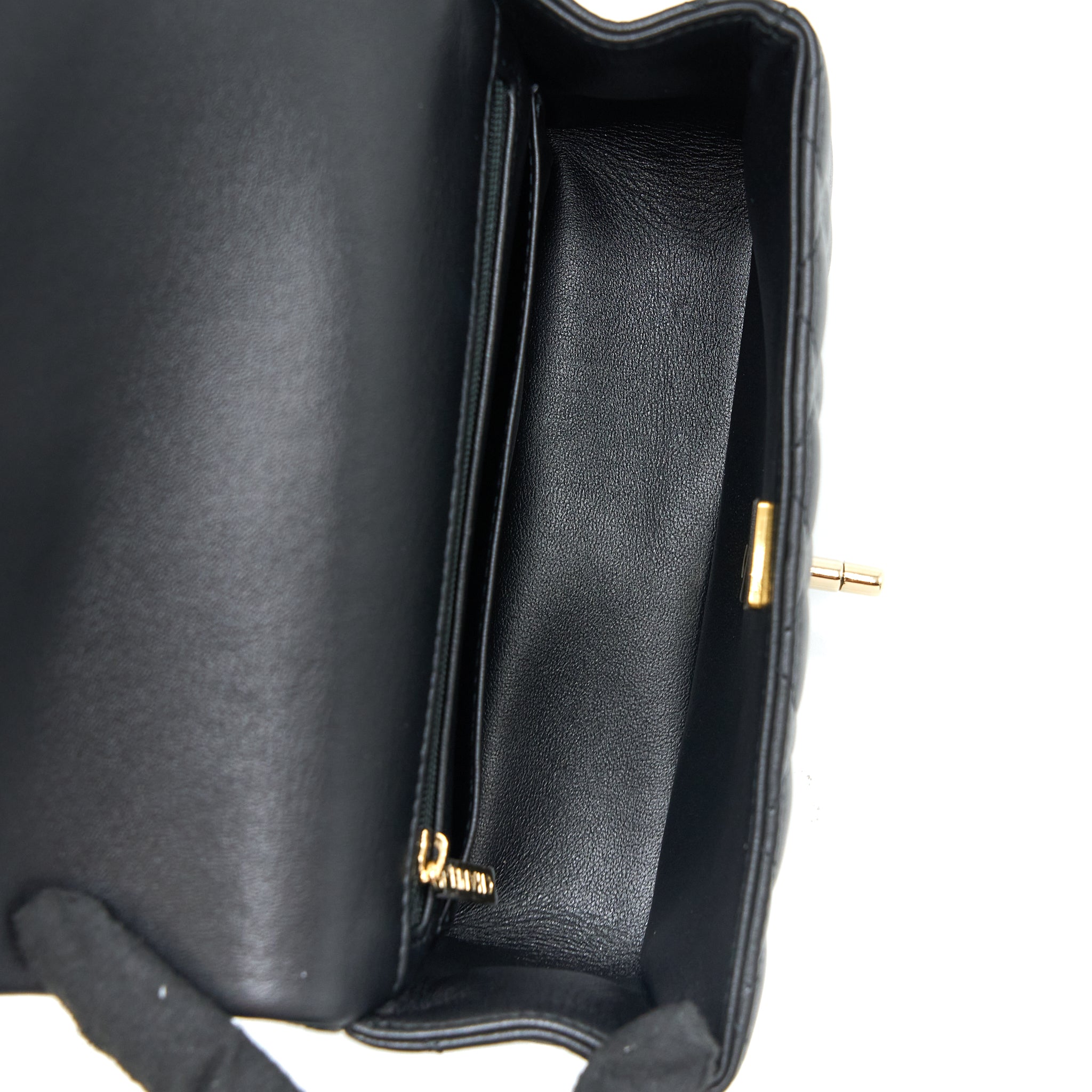 Chanel Top Handle Mini Rectangular Flap Bag Lambskin Black LGHW (Microchip) - Image 6
