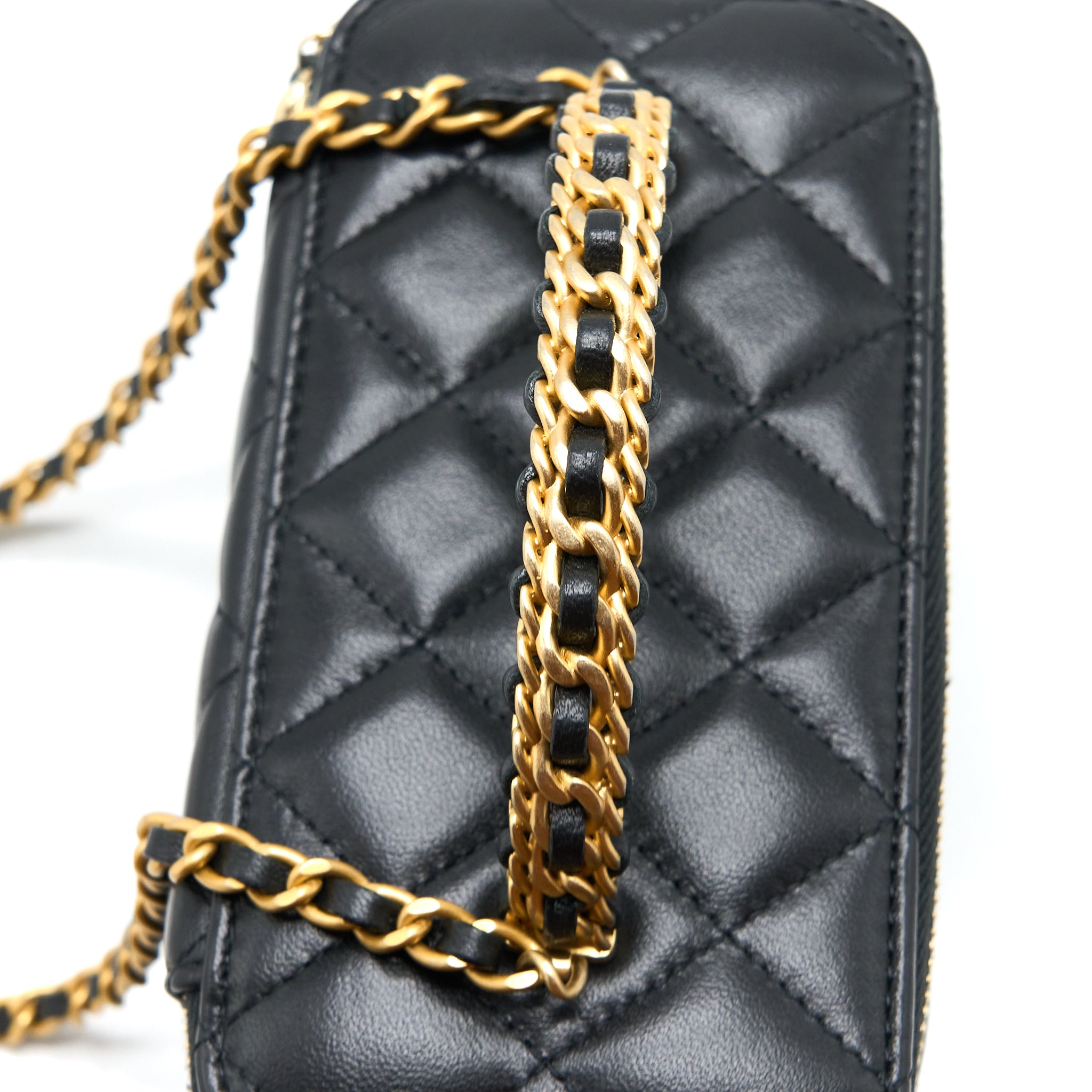 Chanel Top Twist Chain Handle Long Vanity with Chain Lambskin Black Brushed GHW (Microchip) - Image 8