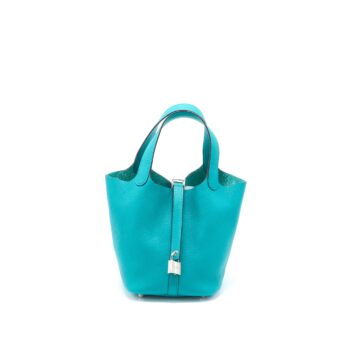 Hermes Picotin 18 Lock Bag Clemence Malachite SHW Stamp X