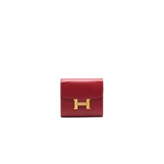 Hermes Mini Constance Wallet Red with GHW