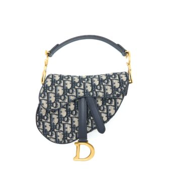 Dior Mini Saddle Blue Oblique GHW