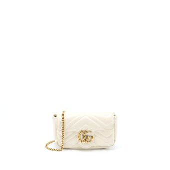 Gucci GG Marmont Super Mini Bag Matelassé White Brushed GHW
