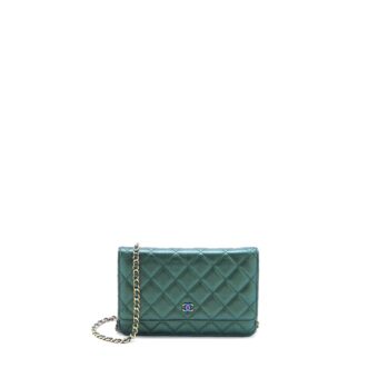 Chanel Classic Wallet on Chain Goatskin Iridescent Green Rainbow Hardware