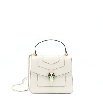 Bvlgari Top Handle Serpenti Bag White