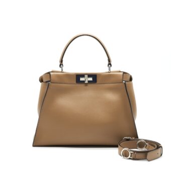 FENDI MEDIUM PEEKABOO BAG DARK BEIGE WITH SHW