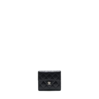 Chanel Small Classic Compact Wallet Lambskin Black SHW