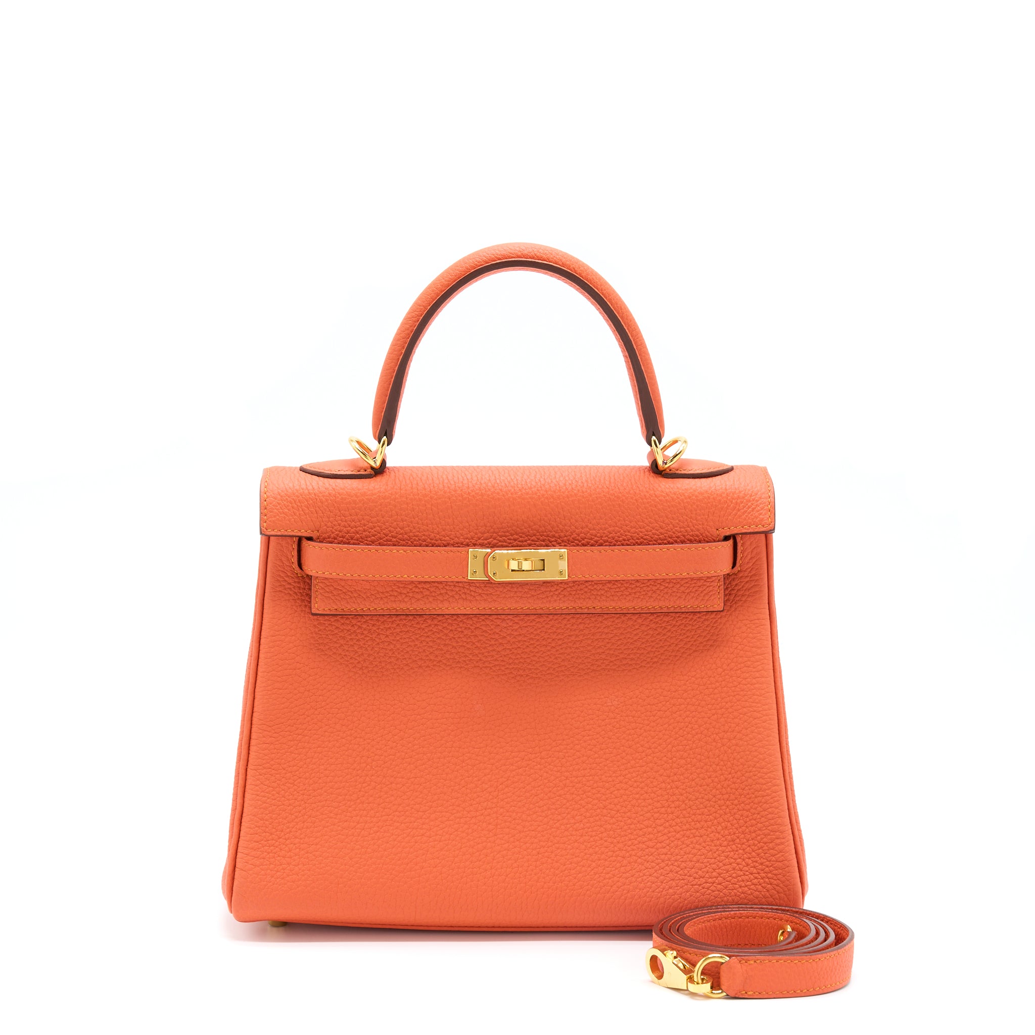 Hermes Kelly 25 Togo 9J Feu GHW Stamp D