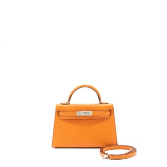 Hermes Mini Kelly Ⅱ Verso Chevre Mysore sanguine / orange SHW Stamp Y