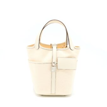 Hermes Picotin Cargo 18 Swift/Toile Canvas Ecru Nata SHW Stamp Z