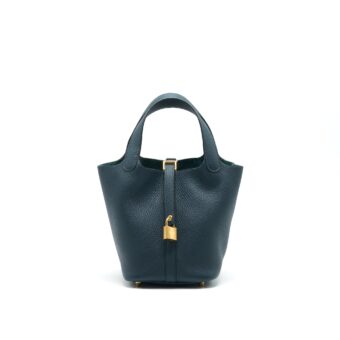 HERMES PICOTIN 18 LOCK BAG VERT CYPRES WITH GHW
