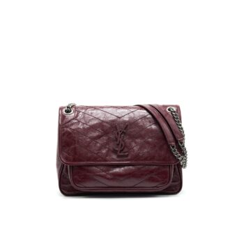Saint Laurent Medium Niki Shinny Leather Burgundy
