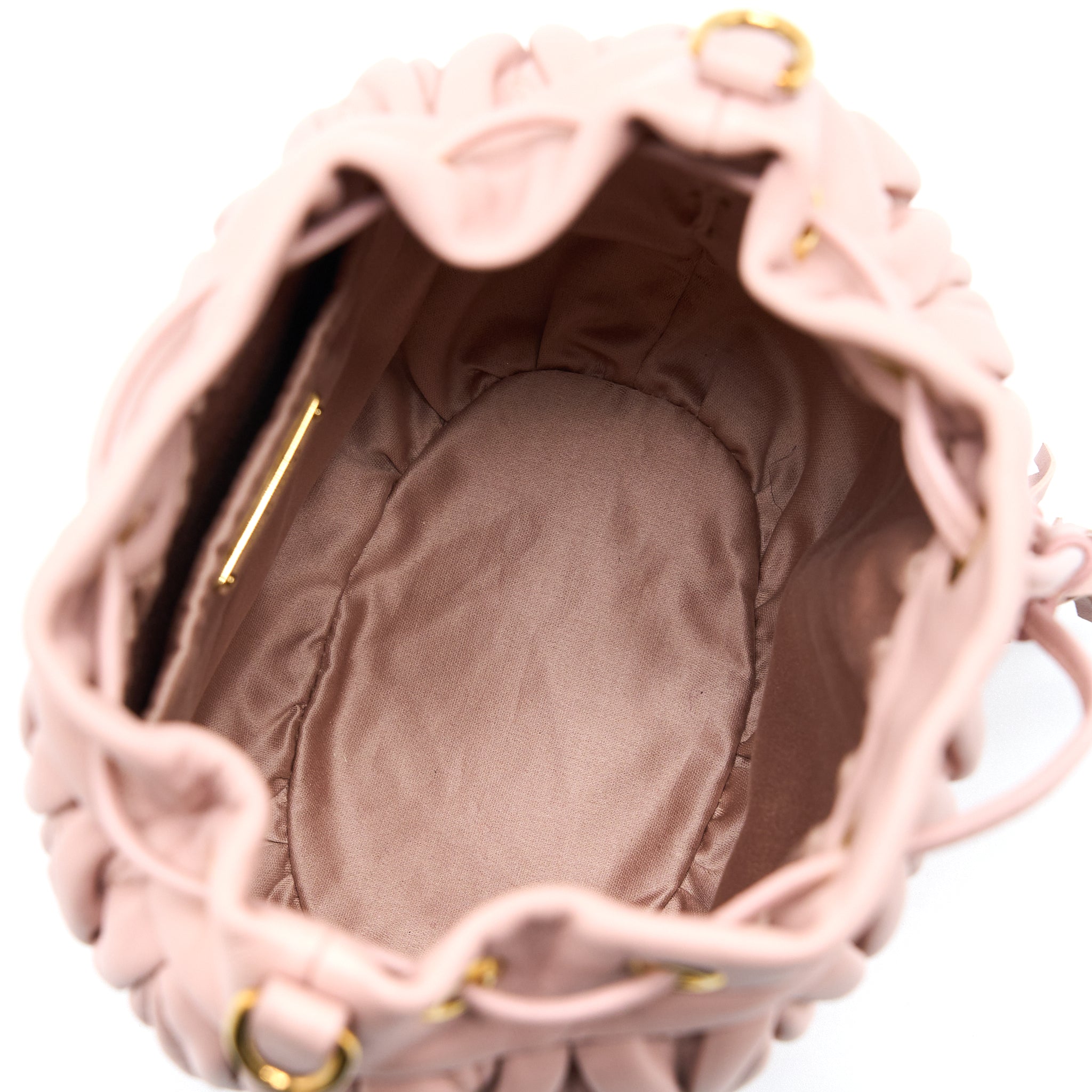 Miumiu Secchiello Matelasse Crossbody Bag Nappa Lambskin Pink GHW - Image 6