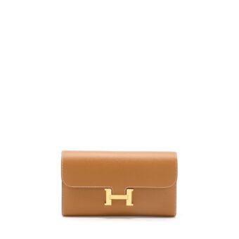 Hermes Constance Long Wallet Epsom Gold GHW Stamp D