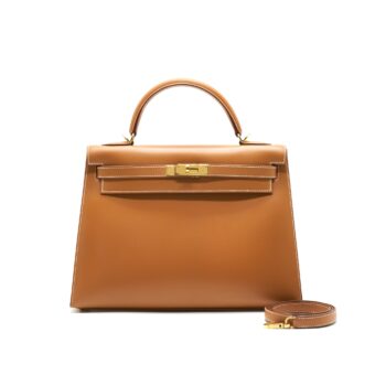 HERMES Kelly 32 Natural Sable Box Leather GHW