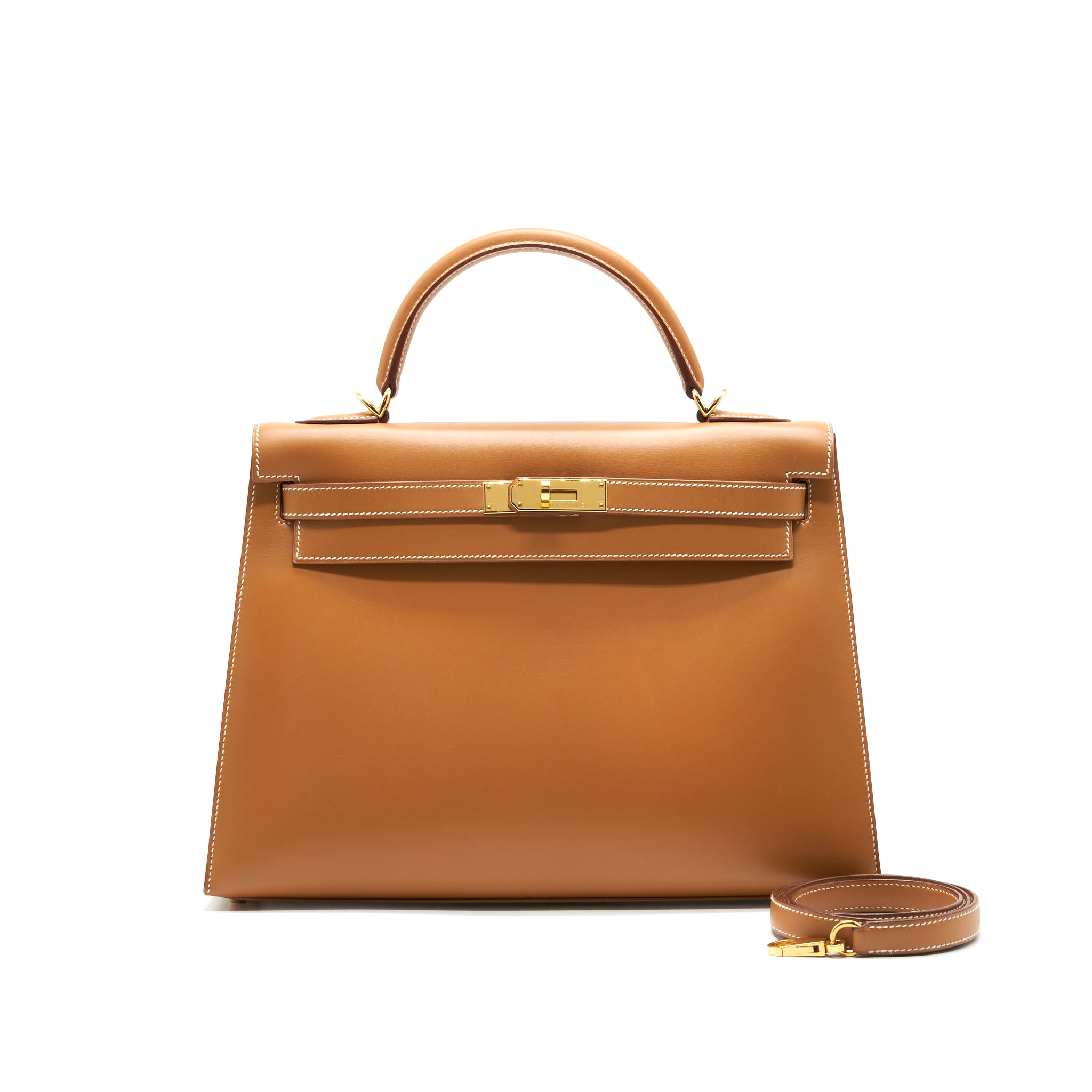 HERMES Kelly 32 Natural Sable Box Leather GHW