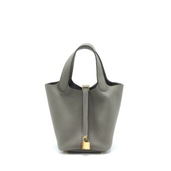 Hermes Picotin 18 Lock Bag Gris Meyer GHW Stamp U